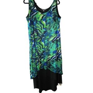 NWOT Kate & Mallory Multicolored Hi-Low Poly/Spandex Maxi Dress Womens Size XL